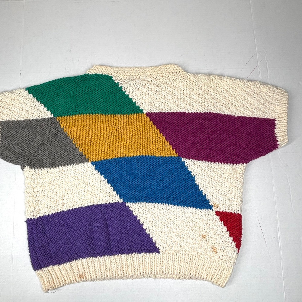 VTG Liz Claiborne Patchwork Knit Sweater 80s Colorful Patten Small Fall GUC - Picture 2 of 6